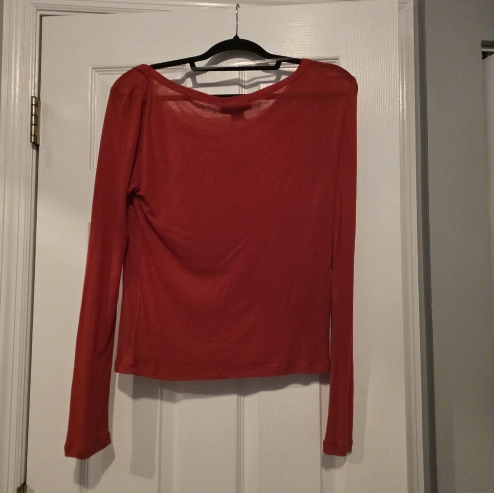 FLASH SALE- NWT-Sanctuary Women's Red Long Sleeve Scoop Neck Top - Picture 9 of 9